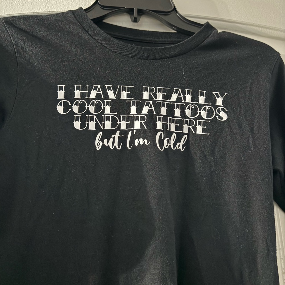 Long Sleeve Black Cotton Tattoos Cold Shirt Small Women